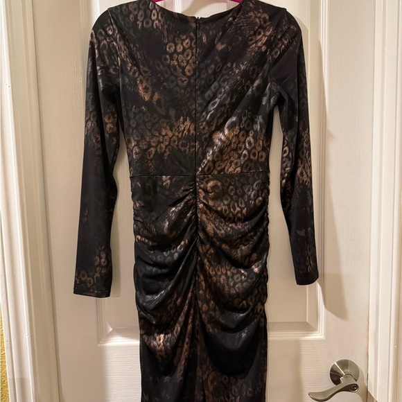 Guess Black and Gold Ruched Bodycon Dress Size Small Cocktail Date Night - Picture 4 of 4